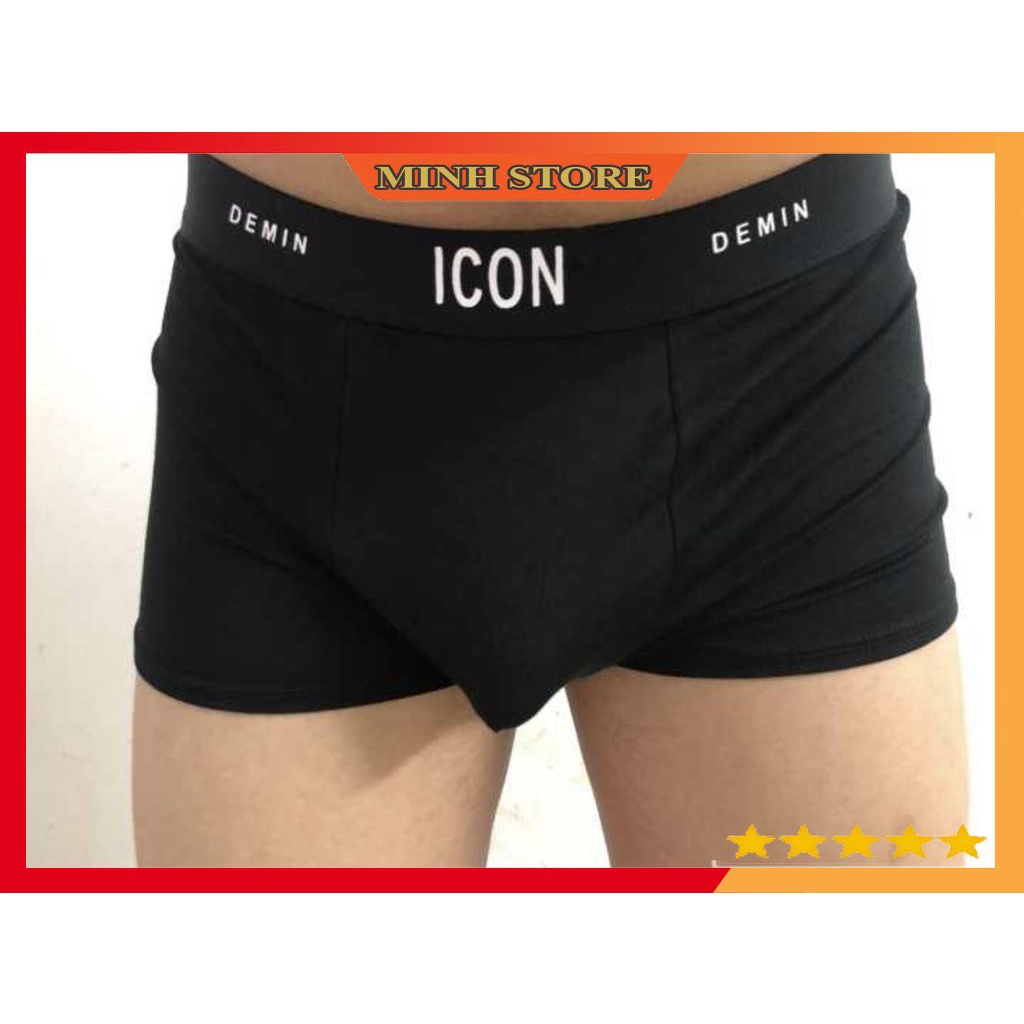 Quần Sịp Nam Thun Lạnh Cotton Boxer ICON co dãn 4 chiều, Quần Lót Nam Boxer Cotton sexy cao cấp SI02 (Che tên) - MS66