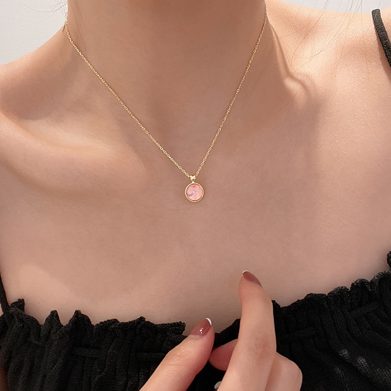 Vòng cổ và mặt dây chuyền bạc S925 của nữ đơn giản cổ điển cho mùa hè