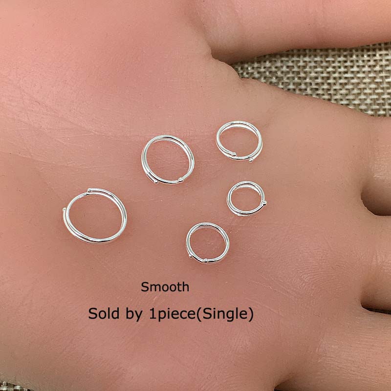 Khuyên tai bạc kiểu xoắn/ mịn 6 - 12mm đơn giản thời trang