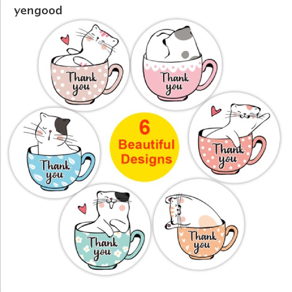 Set 500 Miếng Dán Hình Tròn In Chữ Thank You Trang Trí Quà Tặng
