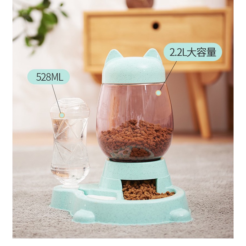 chén ăn kèm bình nước và bình đựng hạt dành cho chó mèo