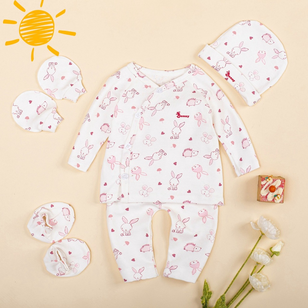Đồ bộ dài tay cho bé trai bé gái sơ sinh cúc cài giữa, Quần áo sơ sinh chất cotton mềm mát cho bé Thị Nắng Store