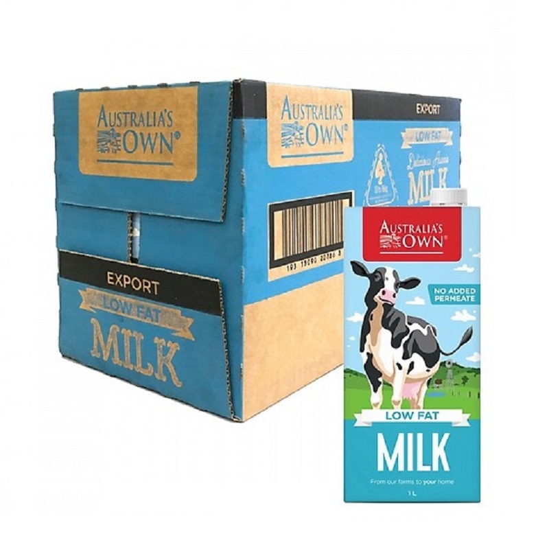 [Date 7.2022]Thùng 12 hộp sữa tươi ít béo 1L Australia's Own Low Fat