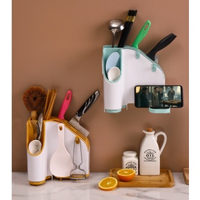 Hộp Đựng Muỗng Đũa (T8) Đa chức năng nhà bếp, Đựng Dao Muỗng Đũa Thìa Kèm Đế Điện Thoại Tích Hợp Trong 1 Gọn Gàng Sang T