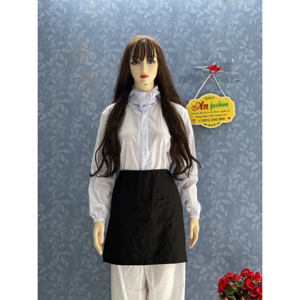 Tạp Dề Ngắn Trơn Màu Đen Vải KaKi Cao Cấp _ Xưởng sản xuất trực tiếp