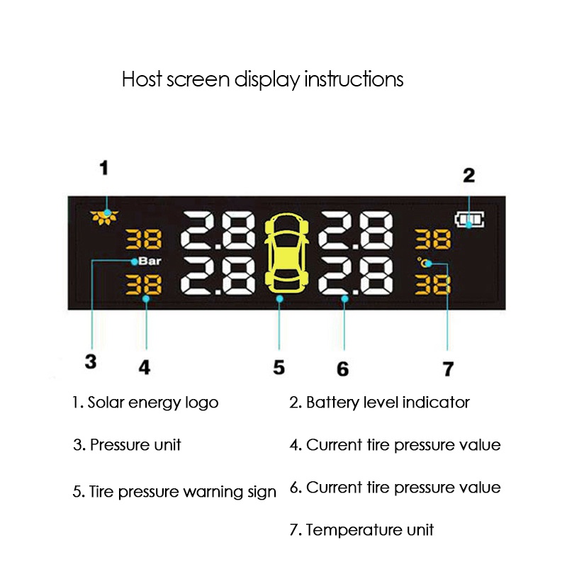 Hệ Thống Giám Sát Áp Suất Lốp Xe Hơi Không Dây Usb Năng Lượng Mặt Trời Tpms Lcd