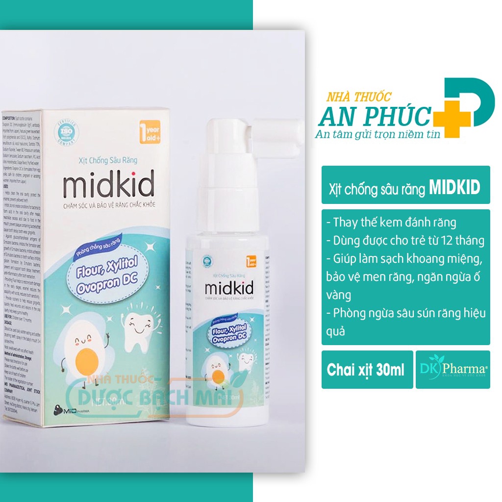 Xịt chống sâu răng midkid, giải pháp phòng ngừa sâu, sún, mủn răng ở trẻ nhỏ - Chai xịt 30ml