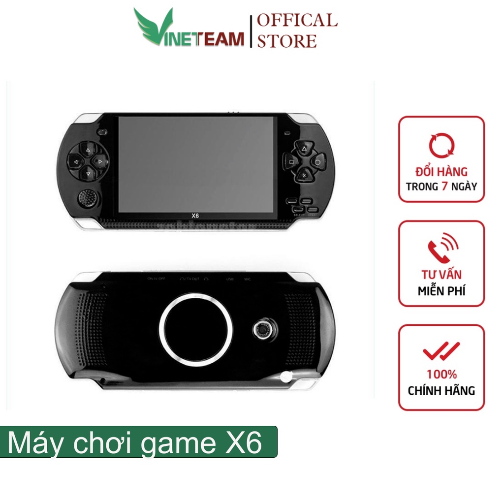 Máy chơi game cầm tay 4 nút X6 Vinetteam màn hình 4.3 inch chơi 1000 game thùng-NES-SNES-GBC-GBA-SMC -dc3374