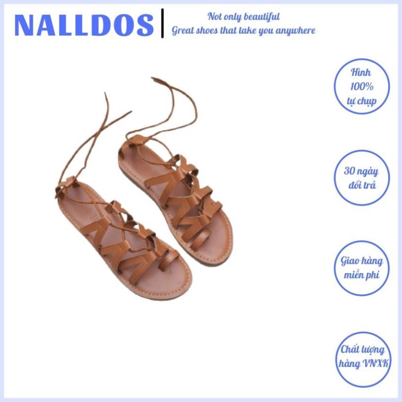 Sandal xỏ ngón chiến binh dây mảnh NALLDOS da mềm, đế TPR chống trượt 4 màu thời trang (Đen, Bò, Trắng, Xám)