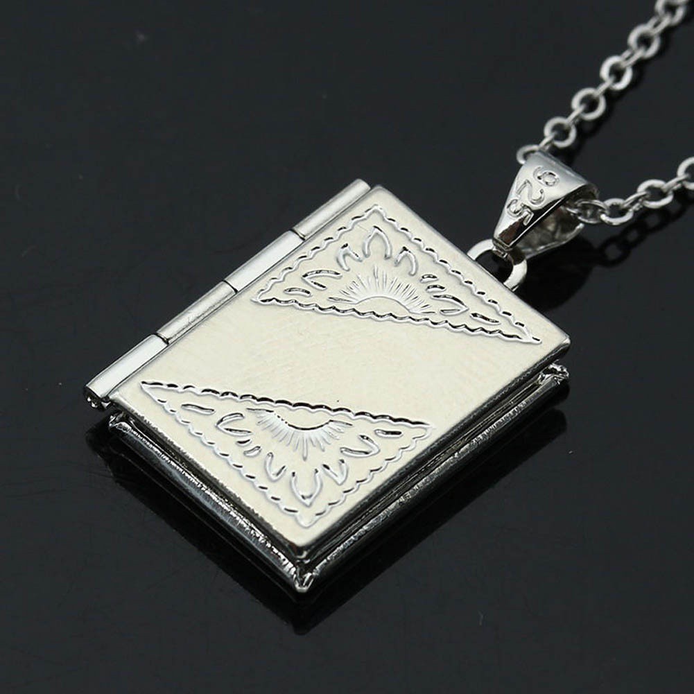 925 Sterling Silver Locket Box Photo Frame Pendant Necklace Chain Charm Jewelry