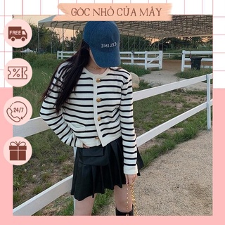 Áo len cardigan cổ tròn kẻ ngang phong cách trẻ trung GNCM2