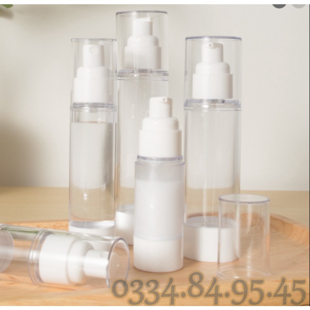 Chai nhựa XỊT GIỌT hút chân không 5ml 10ml 15ml 30ml 50ml 100ml - Lọ chiết mỹ phẩm, Kem Dưỡng, Kem Chống Nắng.