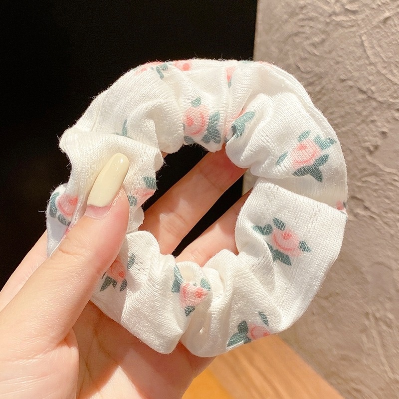 Dây Buộc Tóc Vải Voan Dệt Kim Phối Ren Họa Tiết Hoa Thời Trang Thanh Lịch