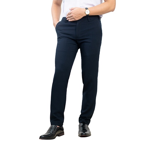 Quần Âu Nam Công Sở Thương Hiệu Anton Dáng Suông, Chỉnh Cạp Màu Xanh Than - Mã QA203