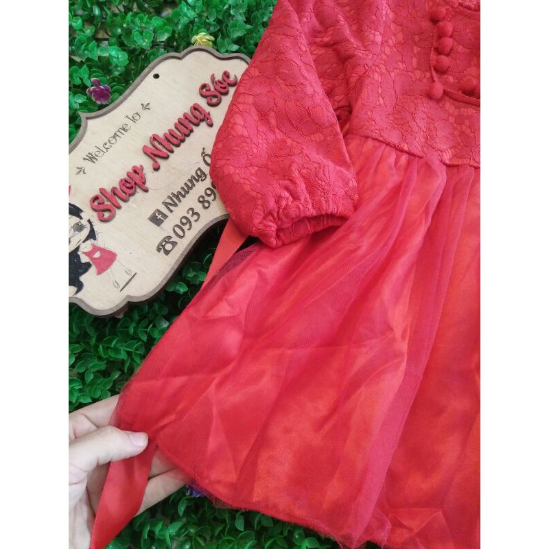 ❌8-15kg❌ Váy đầm đỏ lót lông cho bé gái HÀNG QUẢNG CHÂU CỰC ĐẸP