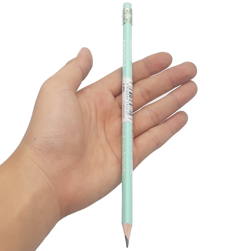 Bút Chì Gỗ Pastel HB Có Gôm Stacom PC106A - Mẫu 3 - Xanh Lá