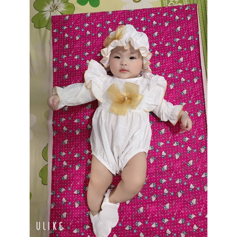 Bodysuit Nơ Handmade Bé Gái 3 Đến 12kg, Áo Liền Quần Bé Gái Chất Thô Nhật [A187]