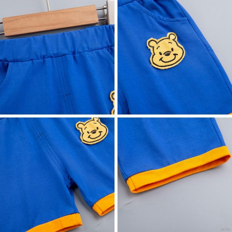 Set áo thun tay ngắn + quần short họa tiết hoạt hình thời trang cho bé 1-6 tuổi