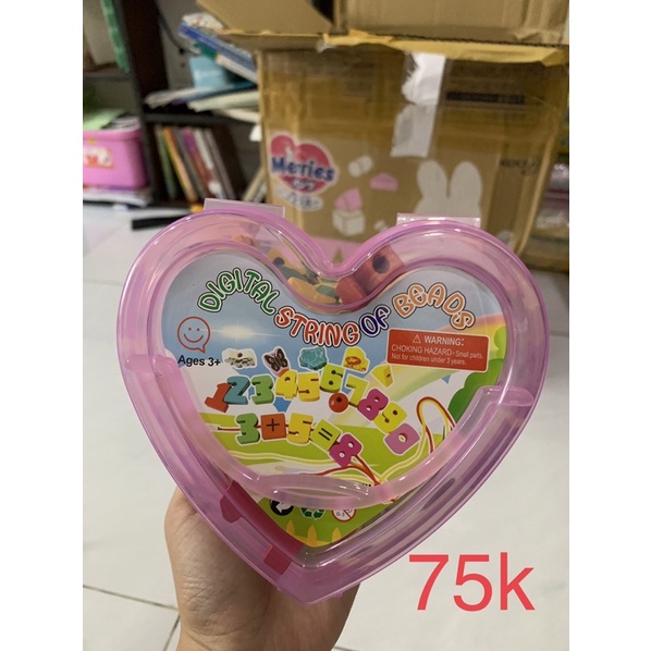 Đồ chơi xâu hạt trái tim - luồn hạt gỗ cho bé 52 chi tiết