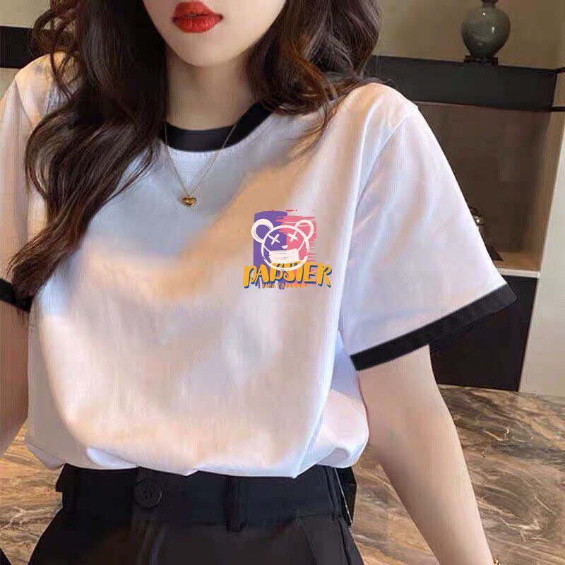 Áo thun nữ form rộng tay lỡ cổ tròn viền vải 100% cotton mát co giãn phông ALALA dáng basic unisex mẫu mới 2022