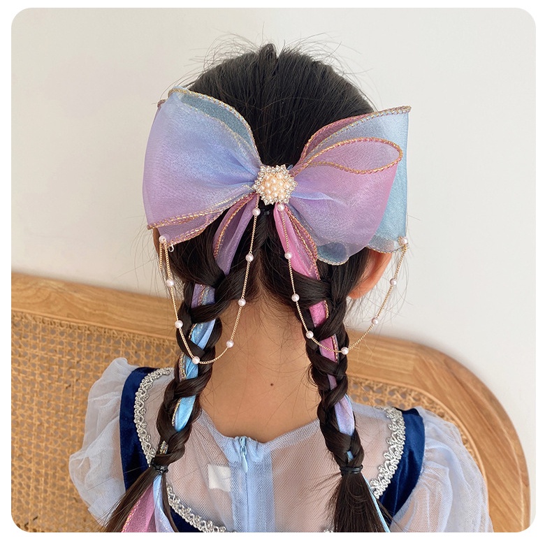 Kẹp Tóc Đính Nơ Dài Nhiều Màu Sắc Dành Cho Bé Gái