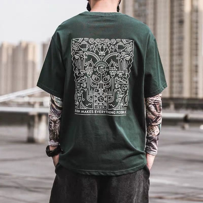 Áo Thun cotton Tay Lỡ Phong Cách Nhật Bản Thời Trang Mới Cho Nam