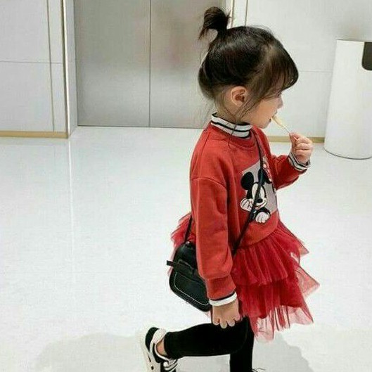 Váy Mickey đỏ bé gái mặc noel tết siêu cưng