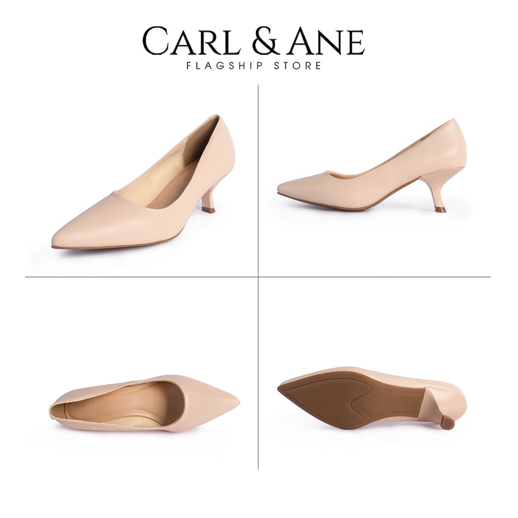 Carl &amp; Ane - Giày cao gót nữ mũi nhọn kiểu dáng công sở cao 6cm màu nude _ CP010