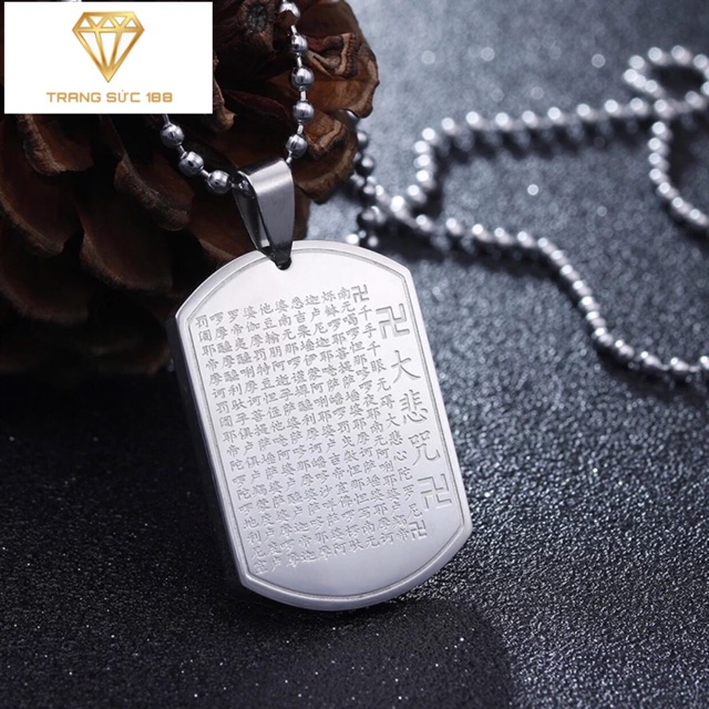 Dây chuyền titan chú đại bi bông sen