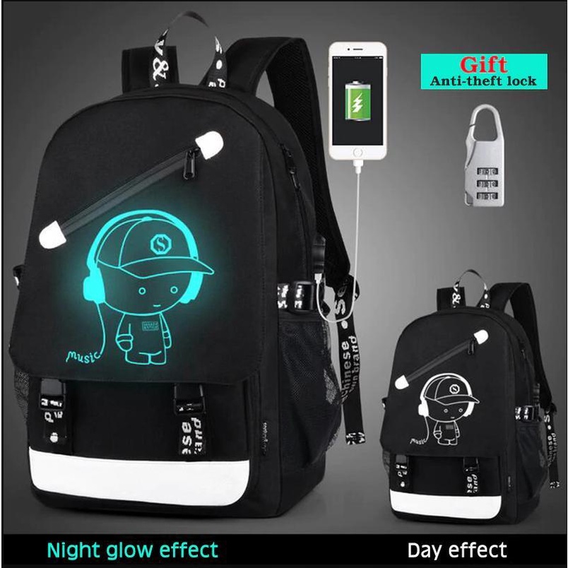 Balo Nam Thời Trang Dạ Quang Phát Sáng ONE PIECE (Tặng dây sạc USB)