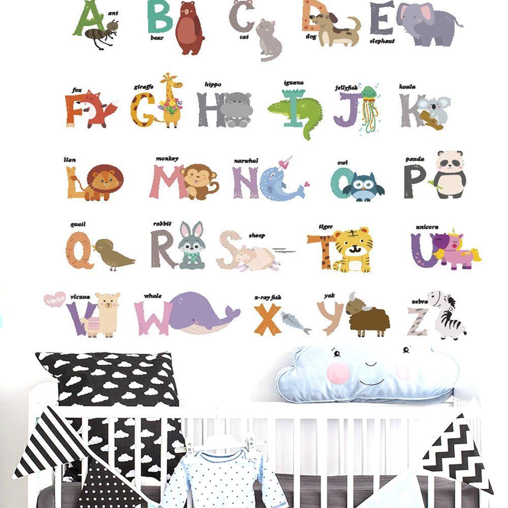 Decal dán tường Họa Tiết 26 Chữ Cái Hình Động Vật Hoang Dã