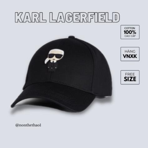 Mũ nón lưỡi trai KARL LAGERFIELD chất vải cotton Hàn Quốc cao cấp, logo cao su nổi 3D, màu đen, trắng