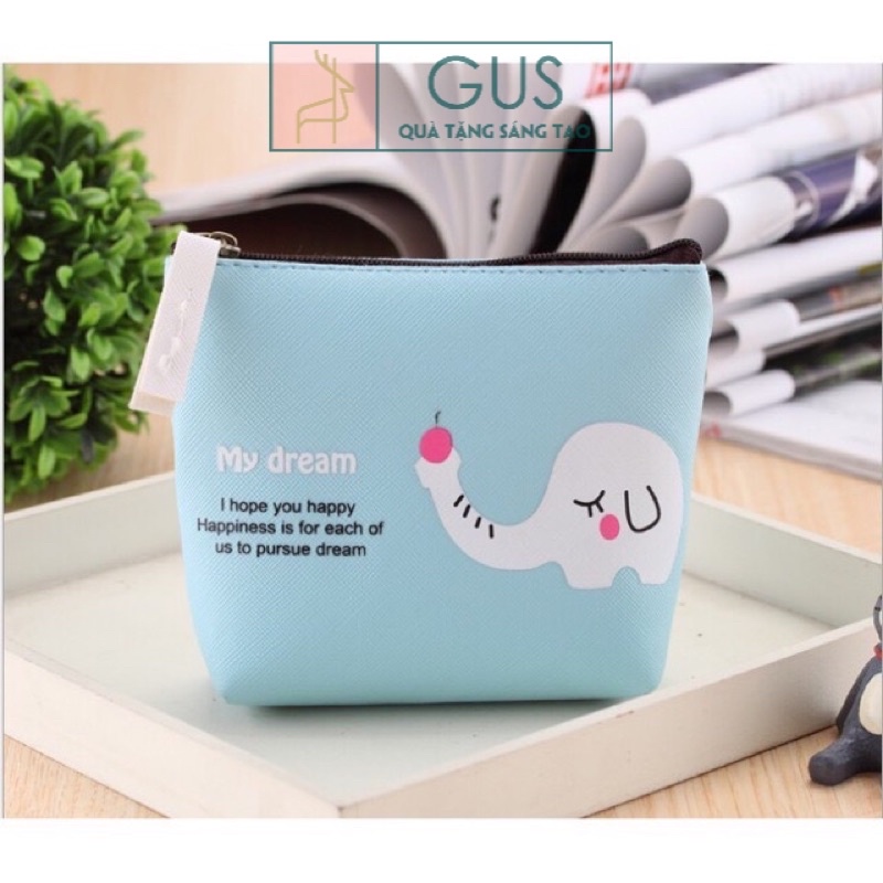 Ví mini bóp mini chất liệu da sần phong cách Nhật bản Gusshop