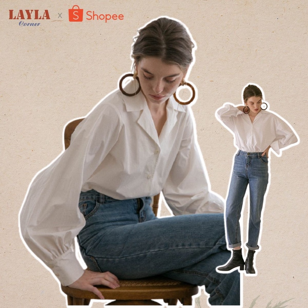 |BEST-SELLER| Sơ mi trắng tay bồng cổ điển Retro Pháp thanh lịch như quý cô Paris |FREESHIP50K|