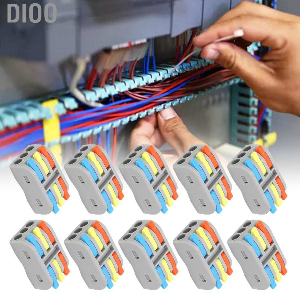 Dioo 10Pcs Wire Conductor Connector Lever Nut 3 in out Fast Terminal Block 32A