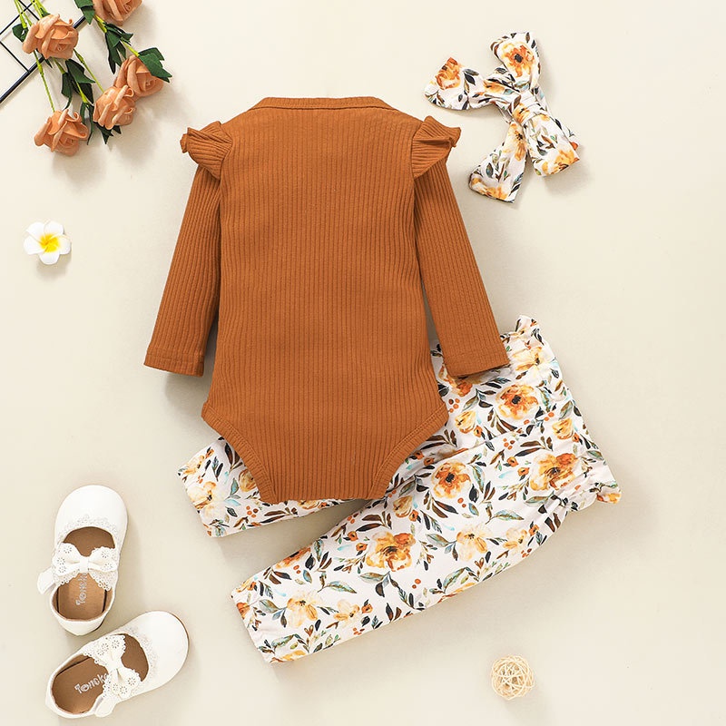 Combo bộ đồ bé gái 0-24 tháng băng đô cho bé dài tay bodysuit quần dài set mùa hè thời trang cho bé trẻ em sơ sinh
