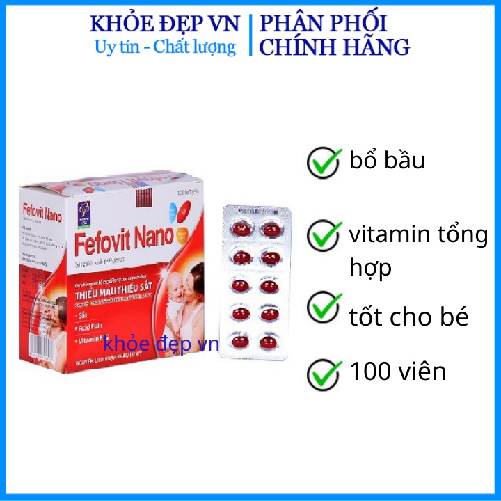 Bổ sung sắt cho người thiếu máu FEFOVIT NANO , phụ nữ đang mang thai và cho con bú