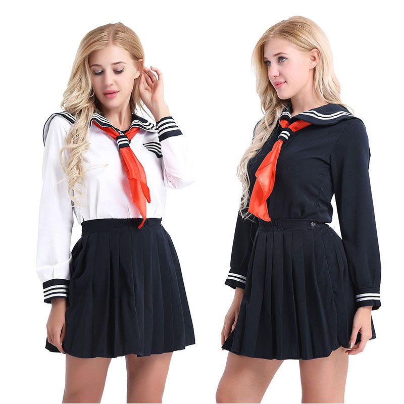 Bộ đồng phục hóa trang nữ sinh tay dài phong cách thủy thủ đáng yêu