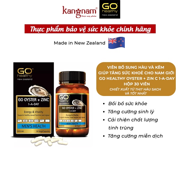 Viên Bổ Sung Hàu và Kẽm Giúp Tăng Sức Khoẻ Cho Nam Giới Go Healthy Oyster + Zin C 1-A-Day Hộp 30 viên