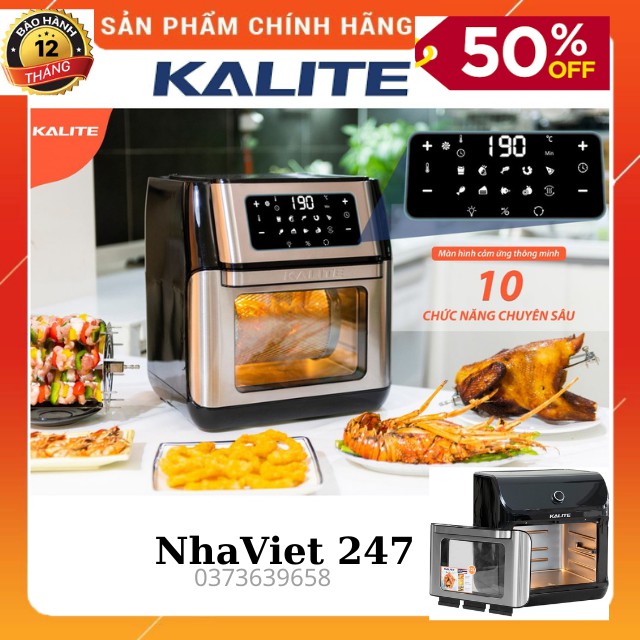 [ CHÍNH HÃNG ] Nồi Chiên Không Dầu Kalite 10 -12lít- 1800W - Công nghệ ÚC - Bỏa Hành 12 Tháng