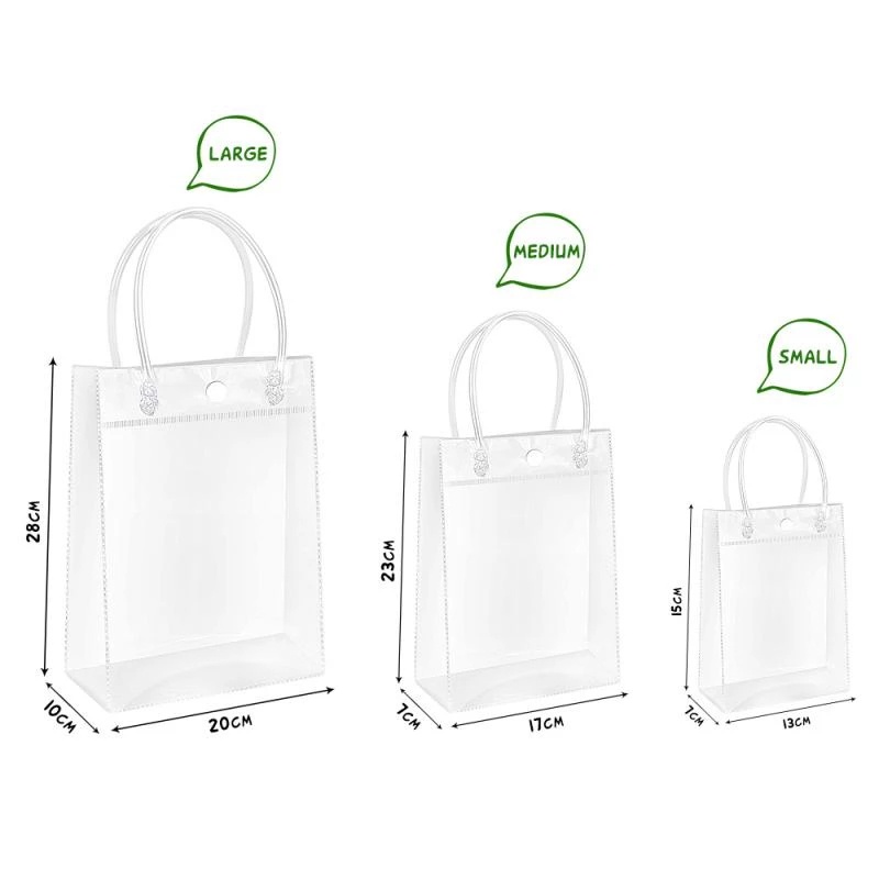 1 Túi Mua Sắm Bằng Nhựa PVC Trong Suốt Chống Nước Có Thể Tái Sử Dụng