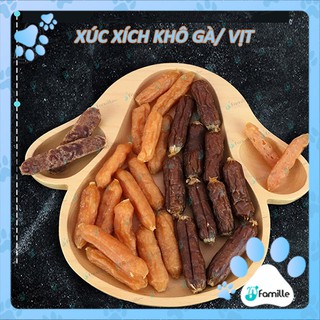 [NGUYÊN CHẤT] Xúc Xích Khô Gà Vịt Cho Chó Mèo ~ Snack Dinh Dưỡng ~ Đồ Ăn Vặt Thú Cưng 100gr - JFamille Pet Snack