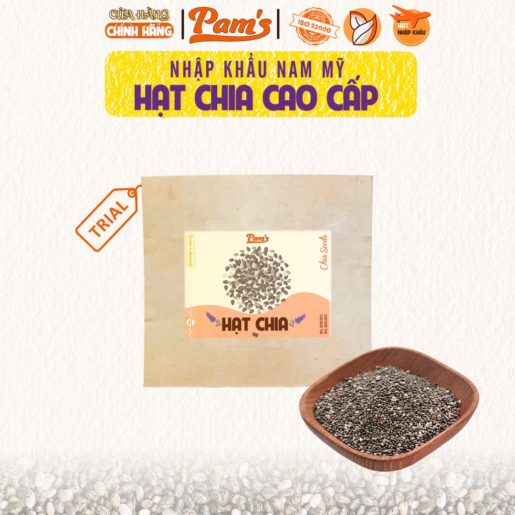 Hạt Chia Nhập Khẩu Nam Mỹ Pams 10g/tick - Hạt Chia Organic, Giàu Đạm Omega3
