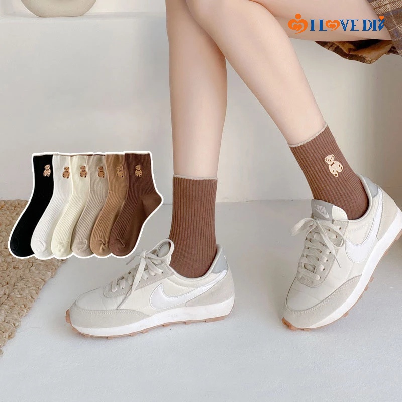 Vớ Lửng Thoáng Khí Chống Mòn In Họa Tiết Gấu Nhỏ Dễ Thương Thời Trang Chất Lượng Cao