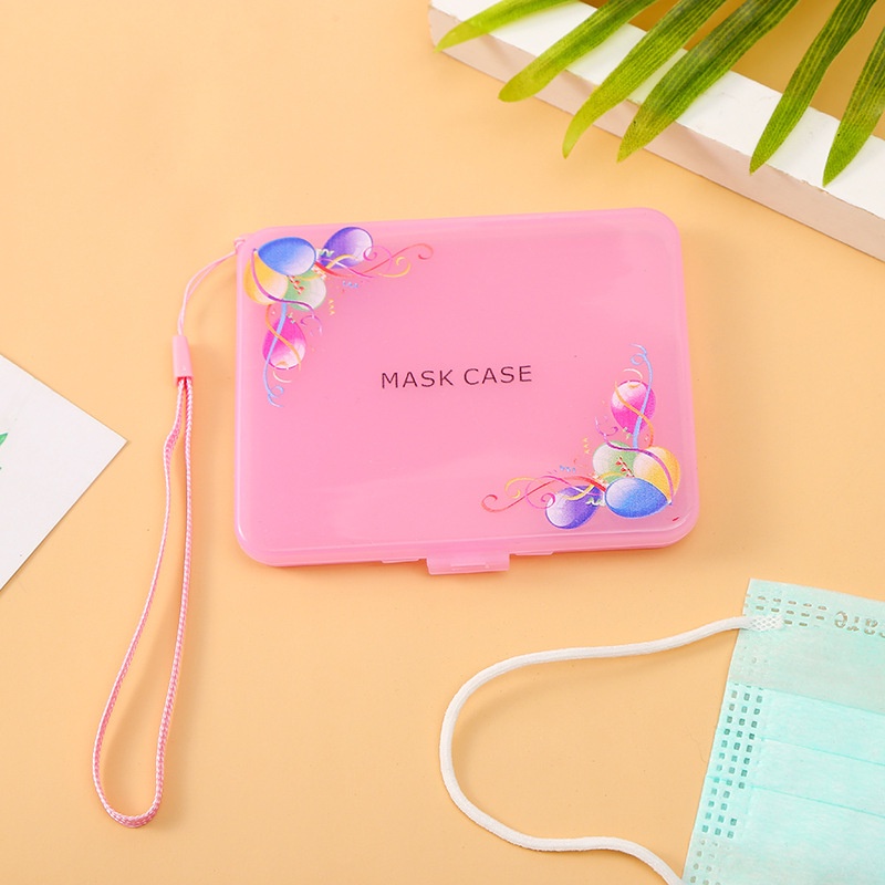 [Hàng mới về] Hộp đựng khẩu trang hình vuông bằng PP chống thấm nước in họa tiết đáng yêu tiện lợi