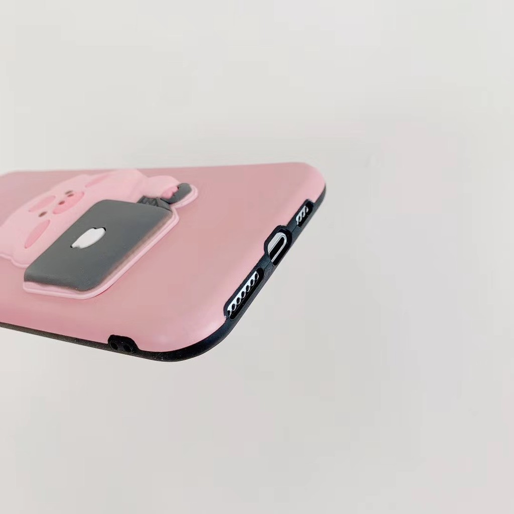 Ốp điện thoại hình chú heo dùng máy tính 3D cho iPhone 11 Pro X Xs Max 7 8Plus 12 pro max
