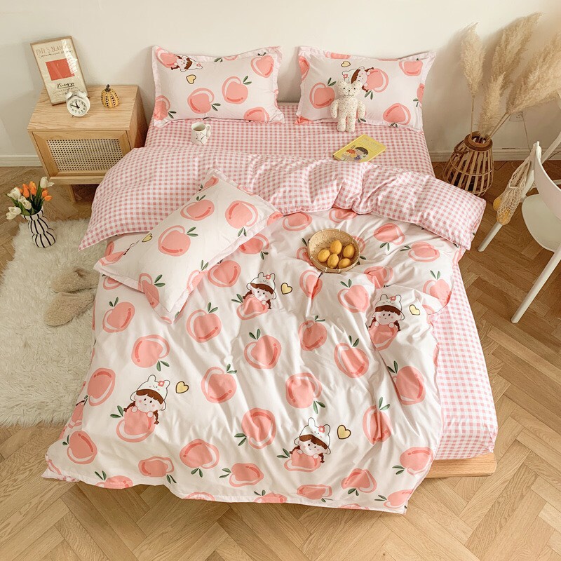 Trọn Bộ 4 món chăn ga Cotton poly hàn quốc _nhập khẩu loại 1_dầy dặn đủ kích thước miễn phí bo chun