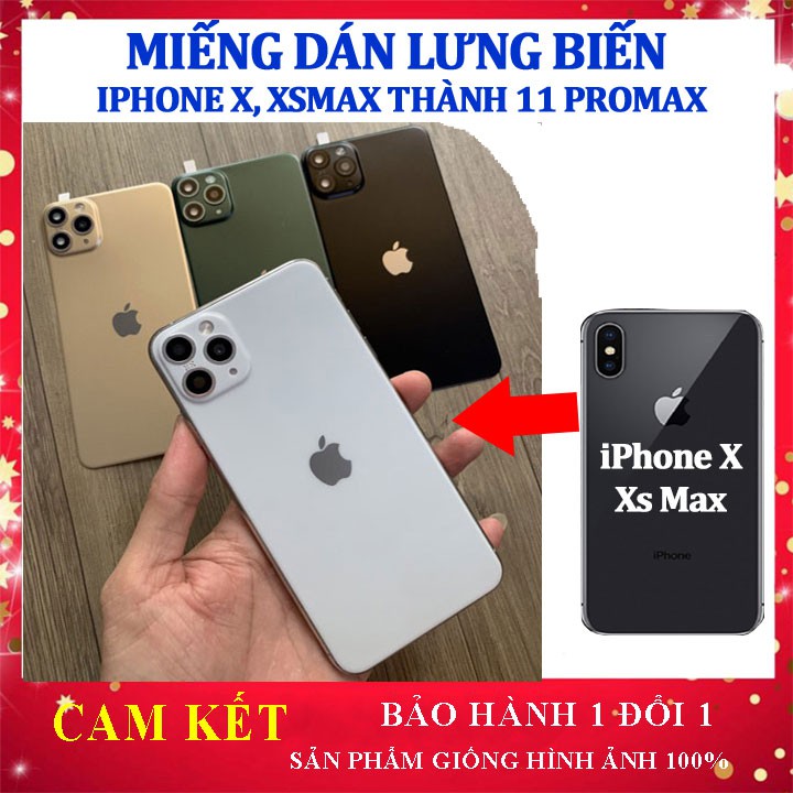 [Freeship] Miếng dán lưng độ camera Iphone X, Xs Max thành 11 Promax, miếng dán Full lưng PPF Iphone X, Xs Max logo táo.