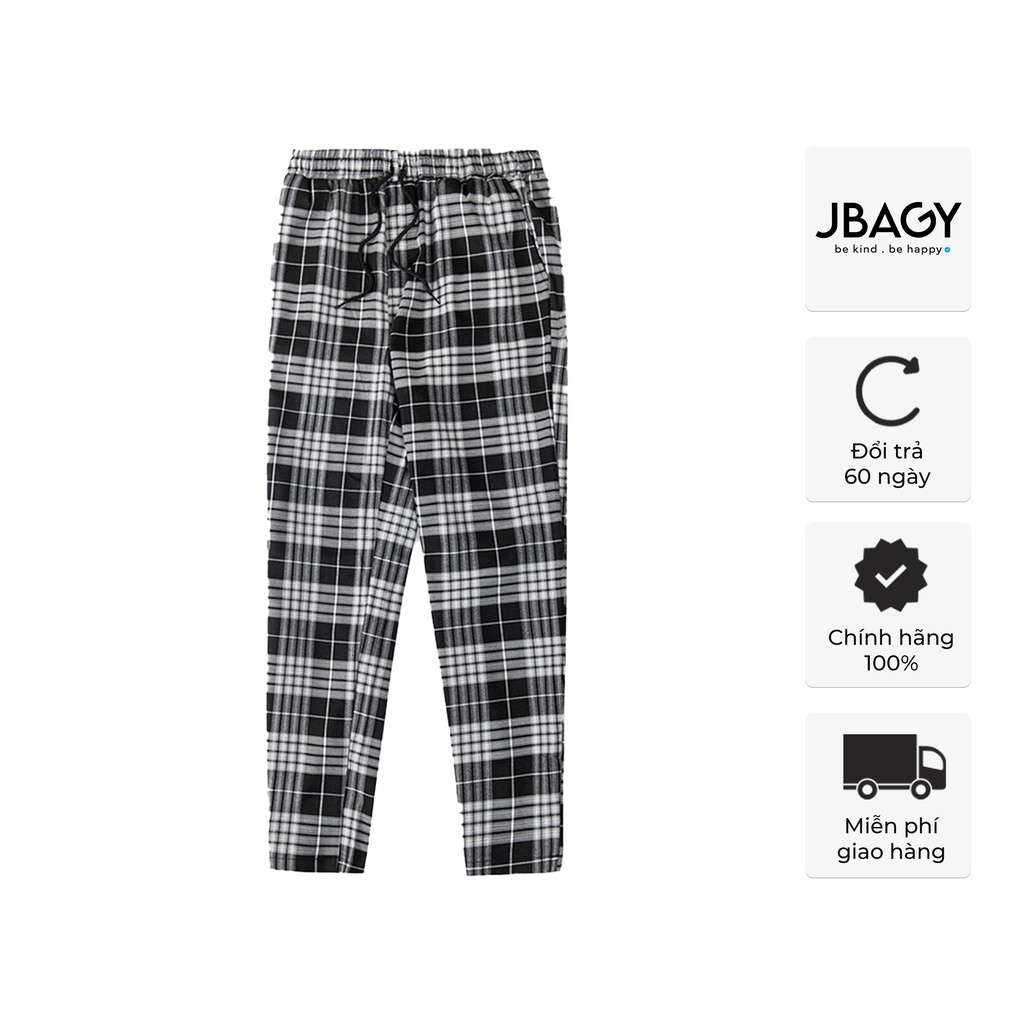 Quần kẻ karo nam dáng suông CAZO vải thô tông nâu sang trọng thương hiệu JBAGY - JD03