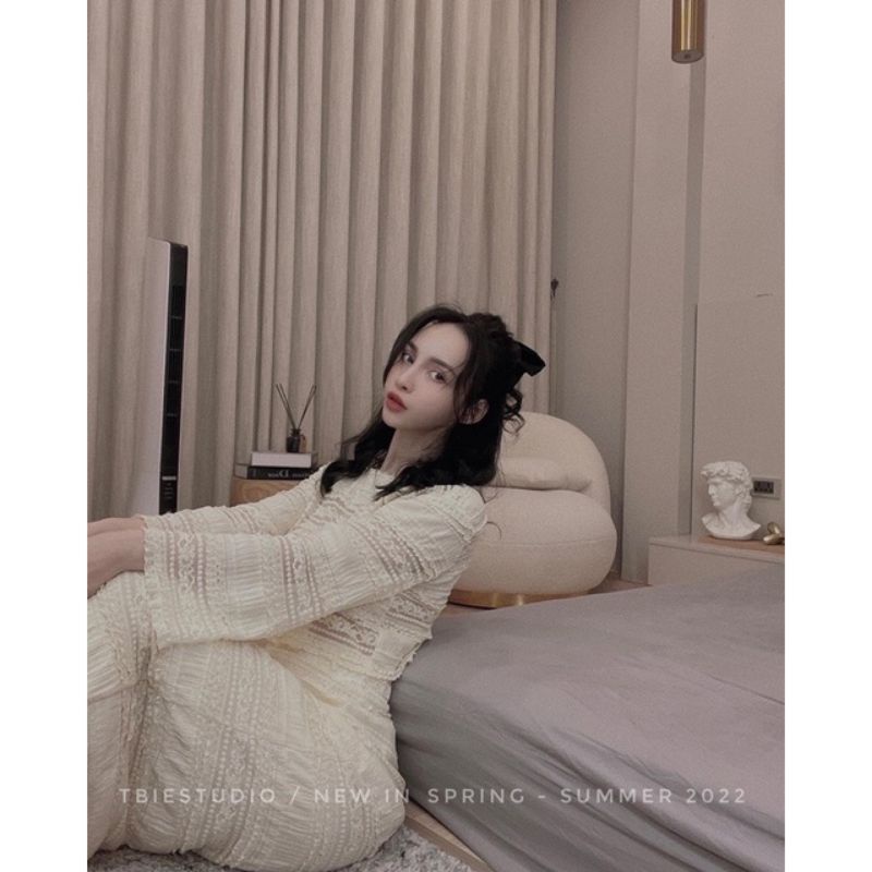 💋💋Sét áo croptop ren mix cv dáng dài tiểu thư💢💢